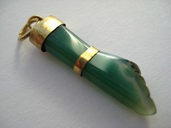 VINTAGE Victorian Carved Good Luck FIGA~JADE Charm Pendant