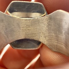 Jay King Ring Pink Stone Hexagon Carved size 8 Sterling Silver 925 Geometric