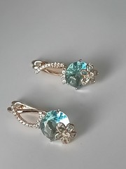 Vintage 1990-s 14 Ct Rolled Gold Aquamarine Zircons Earrings – Hallmarked 585 RG