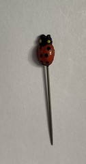 Vintage Ladybug Stick Pin, Actual Size of Ladybug, 1-1/8″ Long Pin, Painted