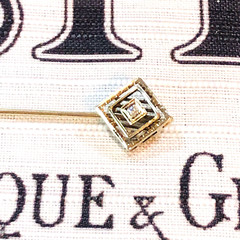 Antique 10K White Gold White Topaz Stick Pin 1.3 Grams