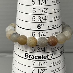 Stone Bracelet Women Neutral Gray Brown Matte Gemstone Beads Stretch Energy 6.5″