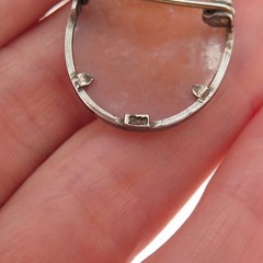 800 Silver Antique Art Deco Real MOP Carved Muses Cameo Pin Brooch / Pendant