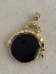 Vintage 50s Victorian Revival Charm Pendant Watch Fob Spinner Enamel Double Side