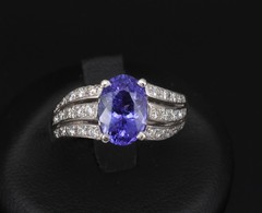 Estate 2.75ct Tanzanite & 0.43ct Diamond Fancy Platinum Ring Size 8