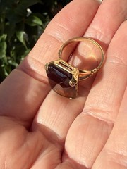 Vintage Avon Cocktail Ring Large Facted Cognac Color Glass Gold Tone Sz 6