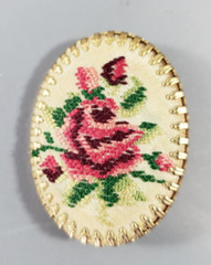 Vintage Brooch Petit Point Rose Gold Tone