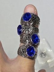 4pc Lot Size 12 Men US Army Military Rings Blue Sapphire Simulated Stone Bulk