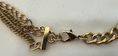 Faux Pearl Rhinestone Flower Multi Strand Gold Tone Necklace Costume Statement