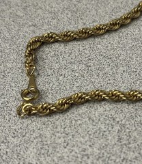 Vintage Gold Rope Chain Necklace Gold-Tone 15.5 Inch