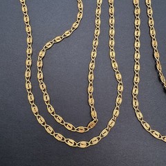 Vintage Monet Oval Filigree Scroll Link Gold Tone Chain Necklace 38″ Long Dainty