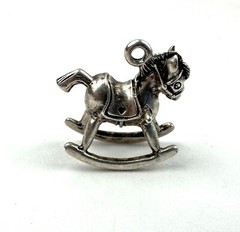 .925 Sterling Silver Charm – Tiny Rocking Horse – Tested Very Good Condition