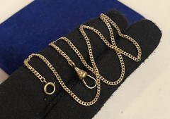 Gold filled fob Cuban Curb Watch Chain Gf 13.5” victorian Art Deco 2mm 3.8g Vtg