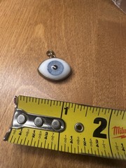 Glass Eye Pedant Set In Brass Bezel Unsigned Vintage Charm