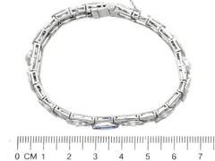 Art Deco 2.90Ct Basaltic Sapphire and 5.40Ct Diamond Platinum Bracelet