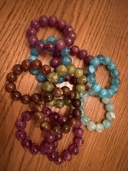 Vintage Lucite Bracelet Lot Marbled Plastic Stretch Bead Bracelets 10