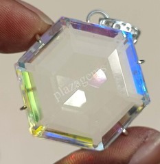 110 CT Hexagon Mystic Topaz 925 Sterling Silver Bi Color Pendant Gems 5MRK