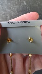 Gold Tone Metal Faux Pearl Dangling Pierced Earrings Vintage Costume Jewelry NOS