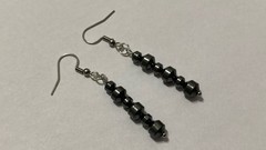 Hematite Beaded Artisan Fashion Metallic Silver Steel Hook Dangle Drop Earrings