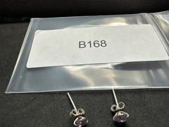 0.66g Vintage Sterling Silver 925 Purple Round Stud Earrings Dainty Elegant M