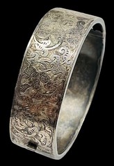 Antique English Victorian Sterling Silver Buckle Bangle Bracelet RWH 925/1000