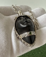 Sign Sajen 925 Gems Black Goddess Large Pendant Hand Made 22.5”Chain Necklace