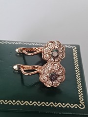 Vintage 1990-s 14 Ct Rolled Gold Mystic Topaz Zircons Earrings-Hallmarked 585 RG