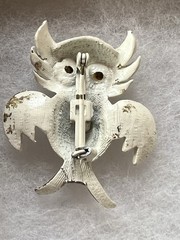Antique Vintage Trafari Owl Green Eye Pin Enamel Pet Collection Brooch Jewelry