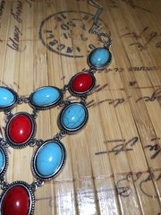 Necklace Womens Ladies Teal & Red Party Casual Nice Tribal Culture Look Pretty
