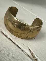 Vintage Brass Thunderbird Cuff Bracelet Southwestern Tribal Boho Artisan Unisex