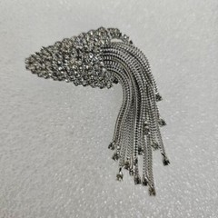 Vintage Silver Tone Crystal Rhinestone Brooch Pin Clip On Earring Set Waterfall