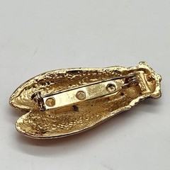 Vintage Signed Enamel Cicada Brooch Gold Tone Amber Burgundy Figural Insect Pin