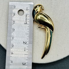 Vintage Bird Brooch Parrot Animal Pin GoldTone Modernist