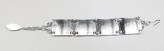 VTG Silver Tone Germany Geometric Pattern Adjustable Lightweight Panel Bracelet