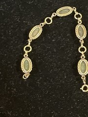 Vintage Sterling Silver Green Jade Jade Bracelet 7 1/2 Inches