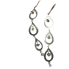 Vintage Sterling Silver Teardrop Loop Dangle Earrings Handmade Boho Jewelry