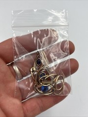 Vintage 1/20 12k On Sterling Blue Glass Stone Infinity Eye Link Bracelet 6-3/4”