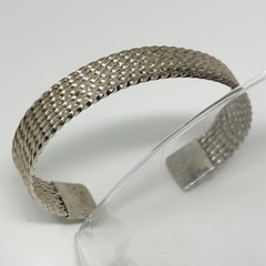Vintage Bohemian Sterling Silver 925 Italy Woven Open Cuff Bracelet 7.75” 25g