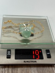 Mayamar (24k Gold Plated) Paperclip Jade Heart 24.5 mm Necklace 18″