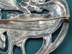 Sterling Silver Raised Relief Circular Bird Pin: 2.25″ in Diameter