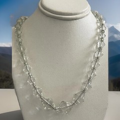 Vintage Graduated Clear Faceted Cut Czech Crystal Bead Strand Necklace 16” Chain