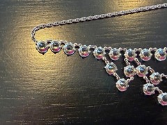 Vtg Open Back Crystal Clear Festoon Necklace Bezel Tier Tiered Set Drop 15.5”