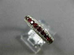 ESTATE .99CT DIAMOND & AAA RUBY 14K WHITE GOLD 3D 3 ROW WEDDING ANNIVERSARY RING