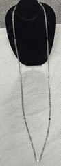 Vintage Germany Long Silver Plated Metal Links Interspersed Bar Station Necklace