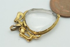 GEORGIAN 15K GOLD ENAMEL ROCK CRYSTAL LOVE HEART LOCKET c1770