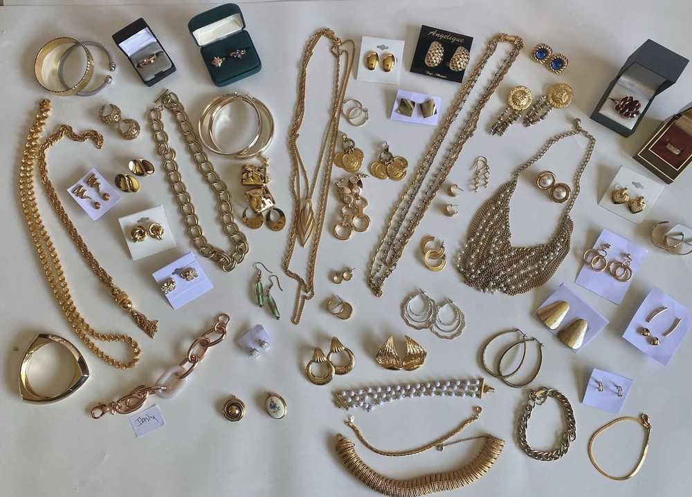 Vintage Now Mixed Silver And Gold Tone Jewelry Lot 58 Piece