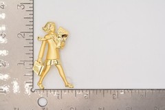 AJC Vintage Boss Lady Pin Brooch Bringing Home Bacon Woman VIP Signed NOS BinA3
