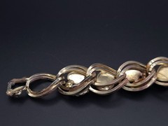 Vintage Reinad 5th Ave NY Carved Art Glass Cabochon Bracelet 1940s