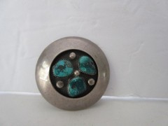 Vintage Frank Patania Sr Thunderbird Shop Sterling Silver Turquoise Brooch Pin