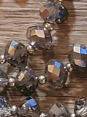 AB Glass Crystal Necklace Aurora Borealis Bicone Faceted Beads Silver Tone